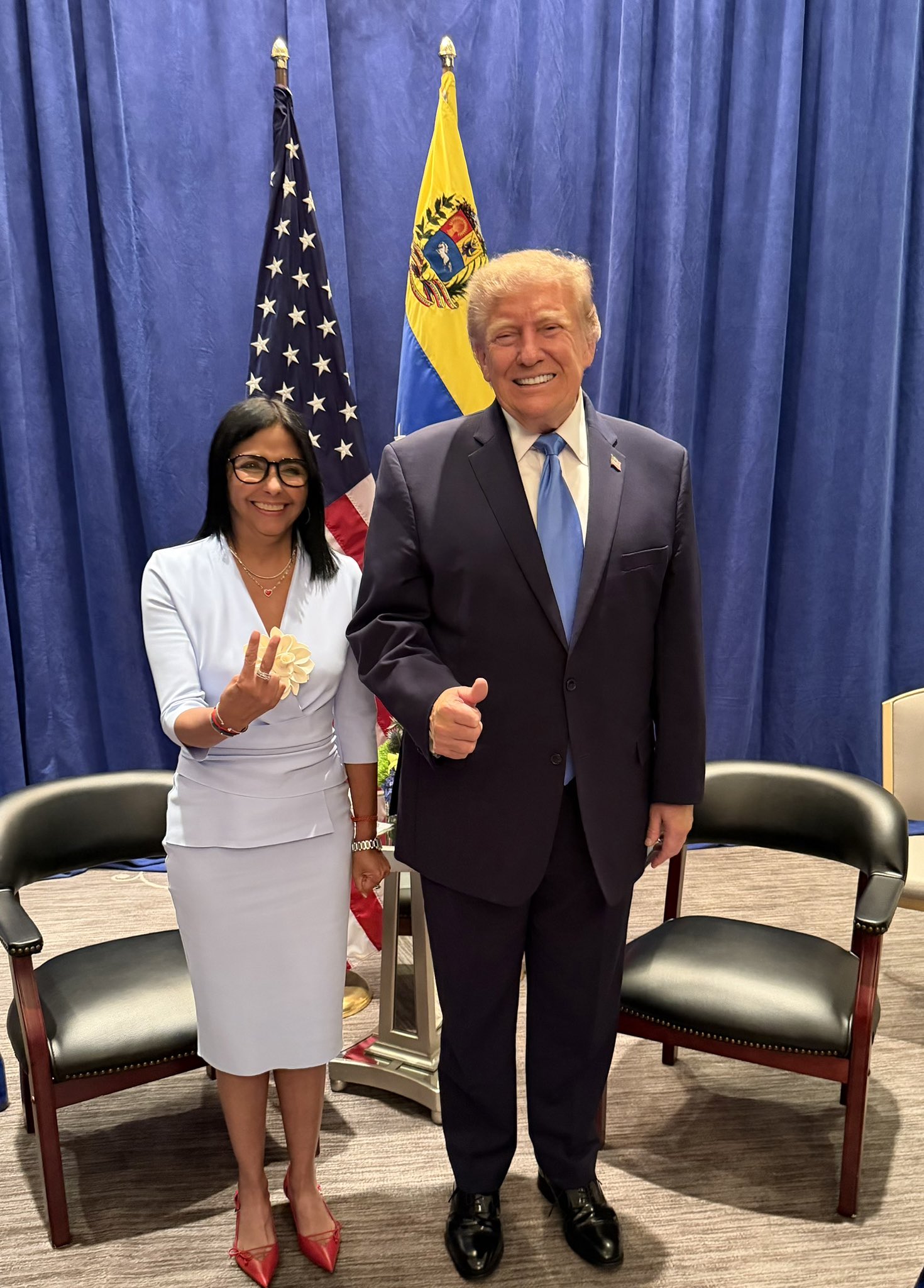 Trump y Delcy Rodríguez tuvieron una reunión bilateral